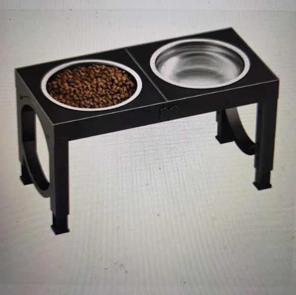 2-1 Elevated & Foldable Dog Bowls, Dog Raised Feeder W/ 2 1000ml Stainless Bowls - Picture 2 of 2
